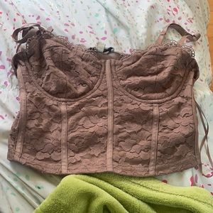 Brown Corset Lace Top